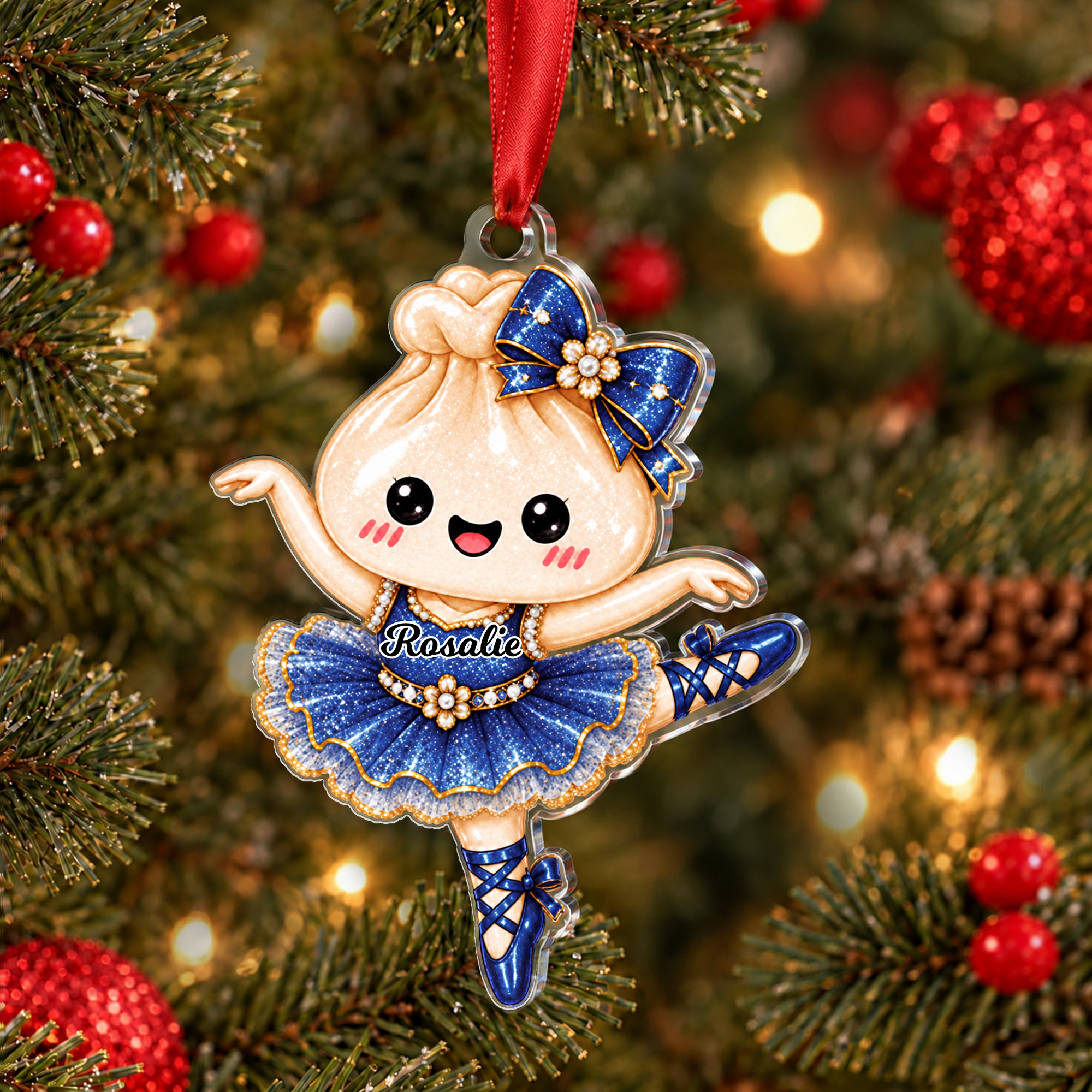 Personalized Multicolor Ballerina Dumpling Dancer Acrylic Hanging Ornament with Name Tree Decoration Christmas Gift for Girls Ballet Teachers