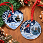 Personalized Winter Night Cardinal Snowflake Glass Acrylic Ornament with Name and Year Christmas Memorial Gift for Family 2