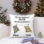 Personalized Long Distance Two States State Flowers Soft Throw Pillow Cover with Title & Name Home Decor Christmas Anniversary Gift for Besties Family