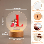 Veilleuse LED personnalisée en acrylique « Elfe de Noël » avec initiale, prénom et socle en bois – Décoration de chambre – Cadeau de Noël pour garçons et filles