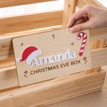 Personalisiertes Weihnachts-Etikett für Weihnachtsschachteln mit Weihnachtsmannmütze und Zuckerstange, mit Namen und Text – Weihnachtsgeschenk für Kinder und die Familie 7