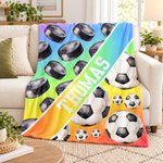 Personalized Hockey Baseball Soccer Ball Sports Soft Throw Blanket with Text Game Day Birthday Gift for Sports Lovers