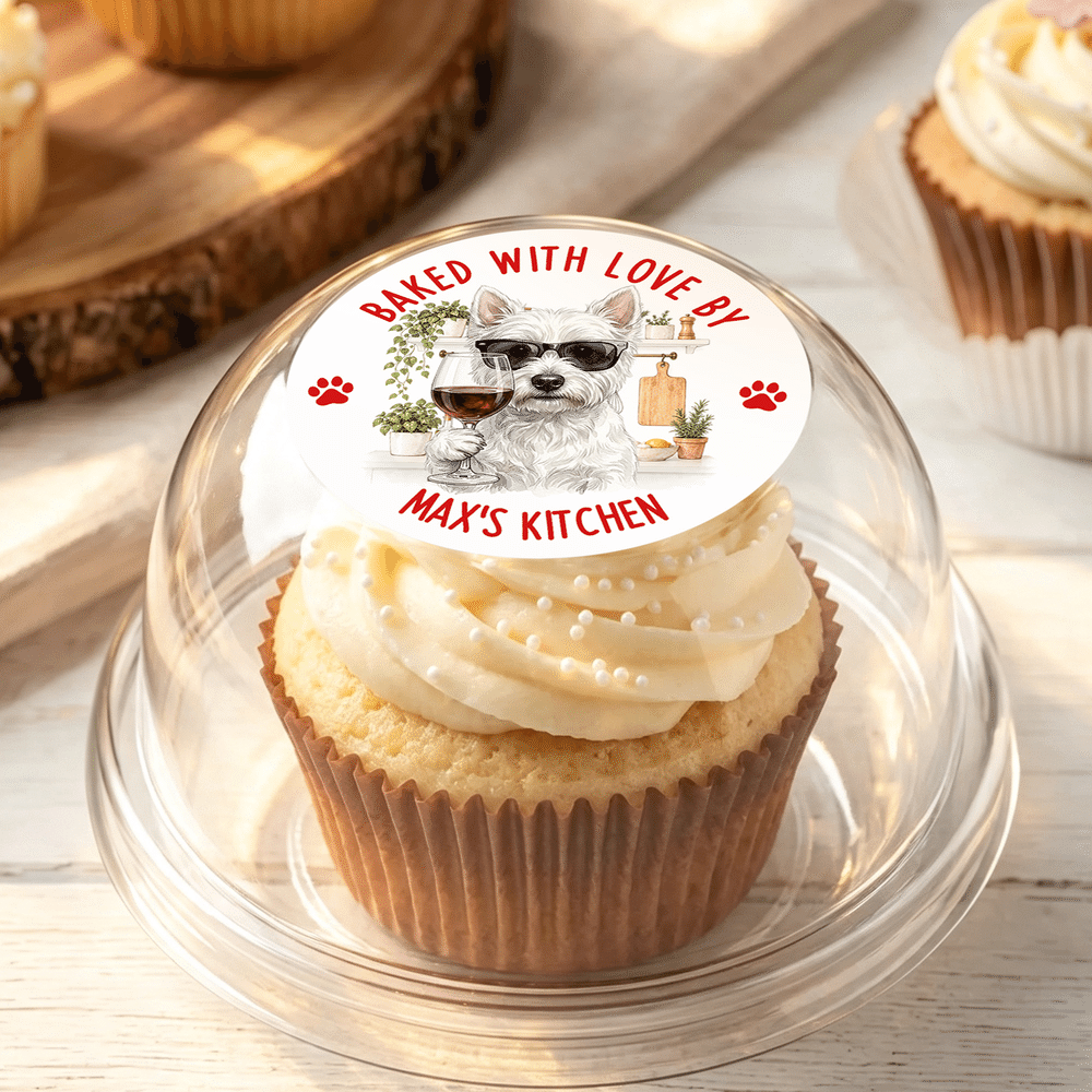 Personalised Pet Baking Theme Photo Waterproof Stickers with Text Daily Use Baking Cupcake Birthday Gift for Bakers Pet Lovers Owners 9