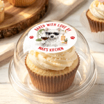 Personalised Pet Baking Theme Photo Waterproof Stickers with Text Daily Use Baking Cupcake Birthday Gift for Bakers Pet Lovers Owners 9