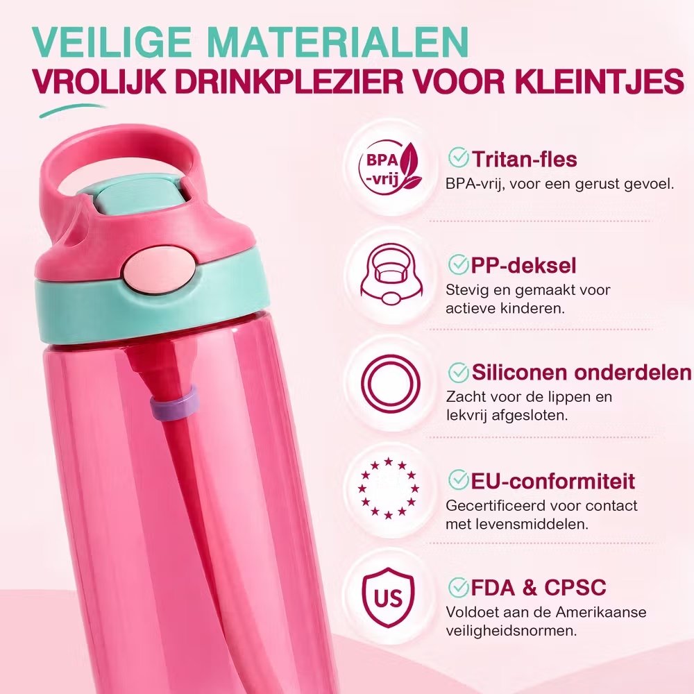 Gepersonaliseerde cartoonfiguur waterfles met naam en siliconen rietje voor buitenactiviteiten back-to-schoolcadeau voor scholieren 10