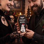 Personalized Dark Festive Gothmas Skull Snowman Wooden Coffin Tabletop Decor with Text Christmas Gift for Goth Fans
