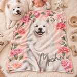 Personalisierte Haustierfoto Kuscheldecke im Ölgemälde-Stil | mit Namen & Geburtsblume | Weiche Wohndecke | Geburtstagsgeschenk für Haustierbesitzer