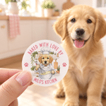 Personalised Pet Baking Theme Photo Waterproof Stickers with Text Daily Use Baking Cupcake Birthday Gift for Bakers Pet Lovers Owners 3