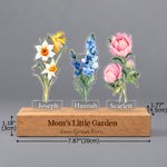 Personalised Dainty 1-8 Birth Flowers Acrylic LED Night Light with 1-8 Names and Wooden Base Christmas Birthday Gift for Mum Gran 7