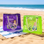 Personalized Cartoon Photo Birth Flower Waterproof Clear Tote Bag with Name Beach Party Holiday Birthday Gift for Brides Sisters Women 4