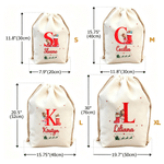 Personalized Cute Christmas Fairy Initial Canvas Drawstring Gift Bag with Name Christmas Party Gift for Kids Girls