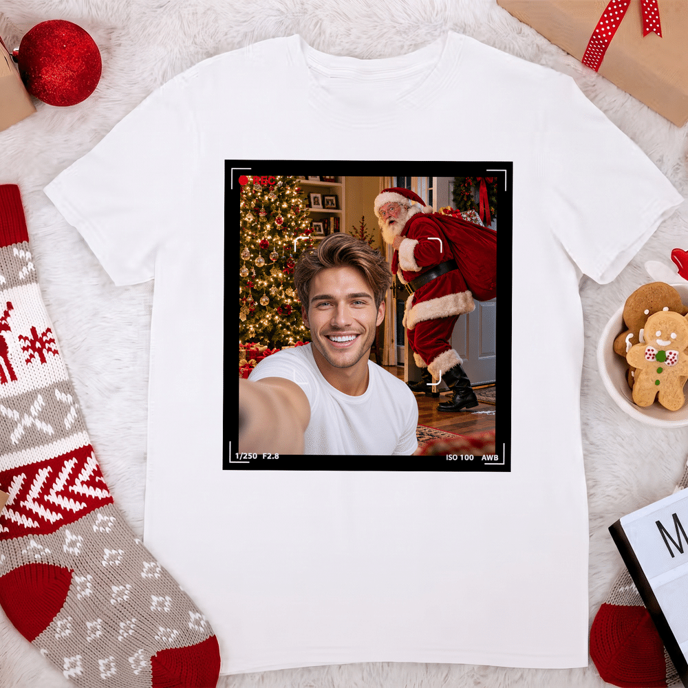 Personalized Funny Christmas Selfie Santa Claus Kid Adult T-shirt Sweatshirt Hoodie Daily Wear Christmas Gift for Family Friends Pet Owners 8