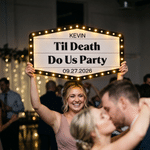 Personalized TIL Death Do Us Party Acrylic Lighted Wedding Sign with Surname and Date Wedding Party Gift for Newlyweds