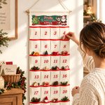 Personalisierter wiederverwendbarer Adventskalender | mit Wunschtext und 24 Stofftaschen | Weihnachts-Wandbehang | Weihnachtsgeschenk für Familie