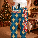 Personalized Candy Cane Plaid Pattern Soft Drawstring Pajama Pant with Name Christmas Gift for Family Kids