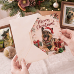 Personalized Merry Christmas Santa Hat Pet Photo Greeting Card with Name and Text Christmas Party Gift for Pet Owners Lovers Family