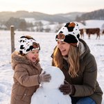 Personalisierte Kuhflecken Beanie mit Hochlandrindmotiv & Namen | Strickmütze | Winteraccessoire | Geburtstags- & Weihnachtsgeschenk für Tierliebhaber 3