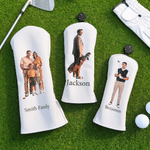Personalised Photo PU Leather Protective Golf Headcover with Name Golf Club Birthday Gift for Golf Lover Coach Dad 2