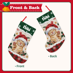 Personalized Christmas Theme Oil Painting Pet Photo Christmas Stocking with Name Home Decoration Christmas Gift for Pet Owners