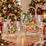 Bolsa de regalo transparente personalizada de Navidad con iniciales y diseño de abalorios, con el nombre del destinatario; regalo para fiestas navideñas y uso diario para niños 4