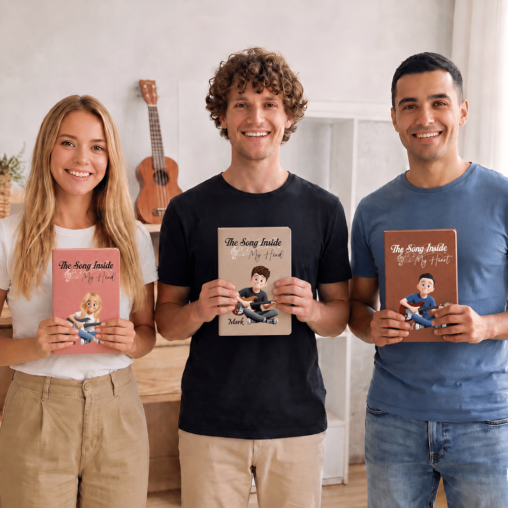 Personalised The Song Inside My Heart Guitar Cartoon Character A5 A6 Notebook with Name Birthday Music Festival Gift for Music Lover Musician Reader 3