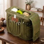 Borsa tote in tela personalizzata, con nome e multitasca porta gomitoli - Regalo di compleanno per amanti del lavoro a maglia