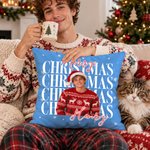 Personalised Cute Christmas Snow Star Element Pillow with Photo and Name Soft Home Decor Christmas Gift for Family Friends