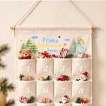 Personalisierter wiederverwendbarer Adventskalender | mit Wunschtext und 24 Stofftaschen | Weihnachts-Wandbehang | Weihnachtsgeschenk für Familie