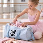 Personalised Multicolour Ballet Element Seersucker Duffle with Name Dance Class Birthday Gift for Ballet Lovers Kids