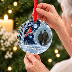 Personalized Winter Night Cardinal Snowflake Glass Acrylic Ornament with Name and Year Christmas Memorial Gift for Family 5