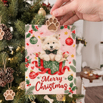 Personalized Holly Christmas Theme Pet Photo Greeting Card with Name and Text Christmas Party Gift for Pet Lovers Friends Family