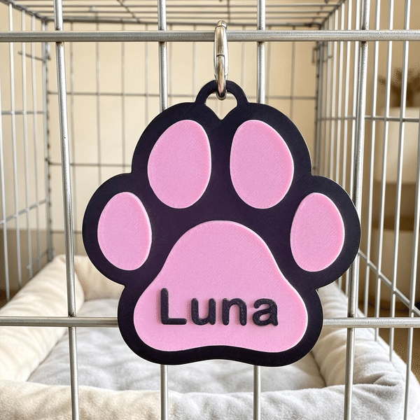 Personalized Cute 3D Paw Print Crate Tag Spoon Dog Leash Holder with Name Housewarming Christmas Gift for Pet Owner