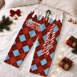 Personalized Candy Cane Plaid Pattern Soft Drawstring Pajama Pant with Name Christmas Gift for Family Kids