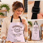 Tablier personnalisable vintage à rayures verticales pour pain au levain, avec prénom, ajustable, pour la pâtisserie et la cuisine – Cadeau d'anniversaire ou de Noël pour les boulangers et les passionnés de cuisine
