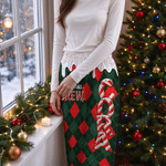 Personalized Candy Cane Plaid Pattern Soft Drawstring Pajama Pant with Name Christmas Gift for Family Kids