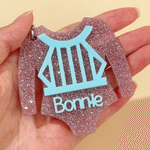 Personalized Glitter Gymnast Leotard Acrylic Keychain with Name Gymnastics Accessory Competition Day Birthday Gift for Gymnast Girls