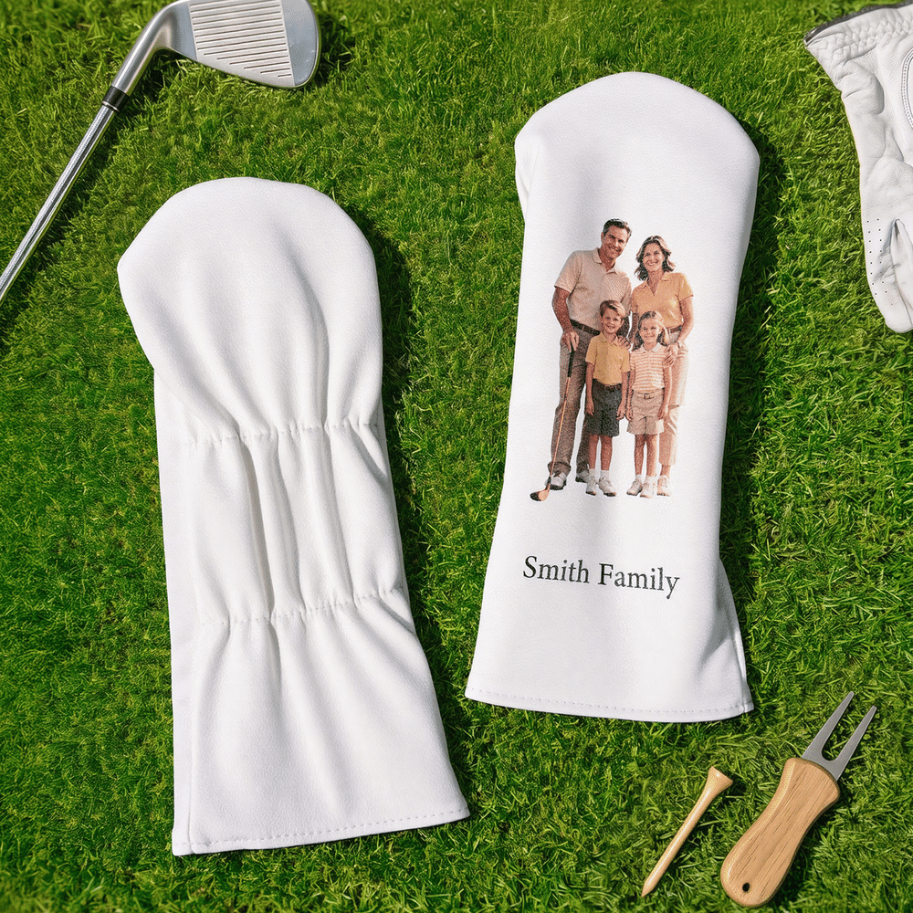 Personalised Photo PU Leather Protective Golf Headcover with Name Golf Club Birthday Gift for Golf Lover Coach Dad 3