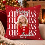 Personalised Cute Christmas Snow Star Element Pillow with Photo and Name Soft Home Decor Christmas Gift for Family Friends