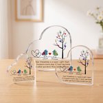 Personalized Sea Glass Inspired Birds Tree of Life Heart-Shaped Acrylic Plaque with Names Desk Decor Birthday Gift for Sisters Friends Bestie
