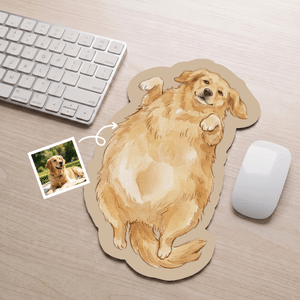 Personalised Watercolor Style Pet Photo Non-Slip Mouse Pad Desk Decor Birthday Christmas Gift for Dog Cat Pet Owner