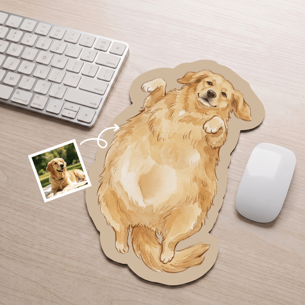 Individuell gestaltetes Mauspad im Aquarellstil mit Haustierfoto – rutschfest, als Schreibtischdekoration, Geburtstags- oder Weihnachtsgeschenk für Hunde- und Katzenbesitzer