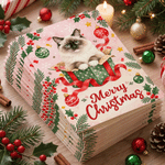 Personalized Holly Christmas Theme Pet Photo Greeting Card with Name and Text Christmas Party Gift for Pet Lovers Friends Family