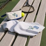 Personalized Embroidered Tennis Racket Letter Makeup Bag Towel Tote Bag Set Tennis Practice Use Christmas Game Day Gift for Tennis Lover Player