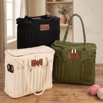 Borsa tote in tela personalizzata, con nome e multitasca porta gomitoli - Regalo di compleanno per amanti del lavoro a maglia