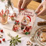 Personalized Merry Christmas Santa Hat Pet Photo Greeting Card with Name and Text Christmas Party Gift for Pet Owners Lovers Family