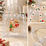 Bolsa de regalo transparente personalizada de Navidad con iniciales y diseño de abalorios, con el nombre del destinatario; regalo para fiestas navideñas y uso diario para niños 8