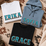 Personalised Turquoise Silver Scrollwork Style Soft Sweatshirt Hoodie with Name Daily Wear Birthday Gift for Women Men 3