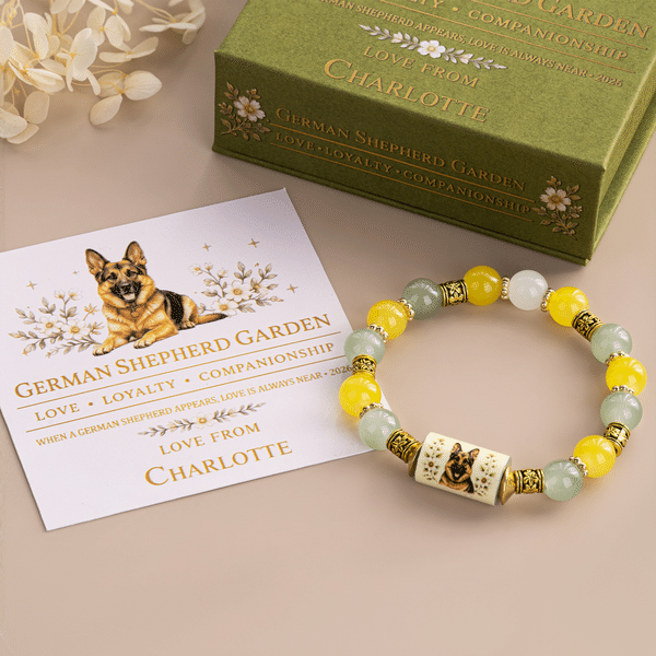 Juego de caja de regalo, tarjeta y pulsera personalizada con cuentas de cristal e ilustraciones de razas de perros, con nombre; regalo conmemorativo para mamás de perros y amantes de las mascotas