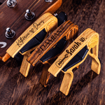 Personalized Monogram Wooden Guitar Capo with Engraved Name Guitar Accessory Birthday Gift for Guitar Music Lovers