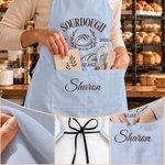 Tablier personnalisable vintage à rayures verticales pour pain au levain, avec prénom, ajustable, pour la pâtisserie et la cuisine – Cadeau d'anniversaire ou de Noël pour les boulangers et les passionnés de cuisine